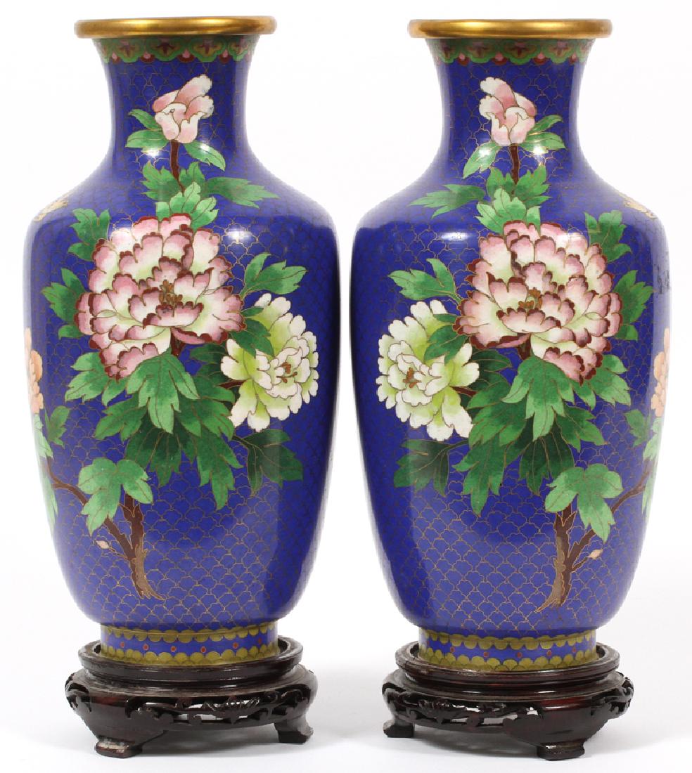 CHINESE CLOISONNE VASES, PAIR (1 of 3)