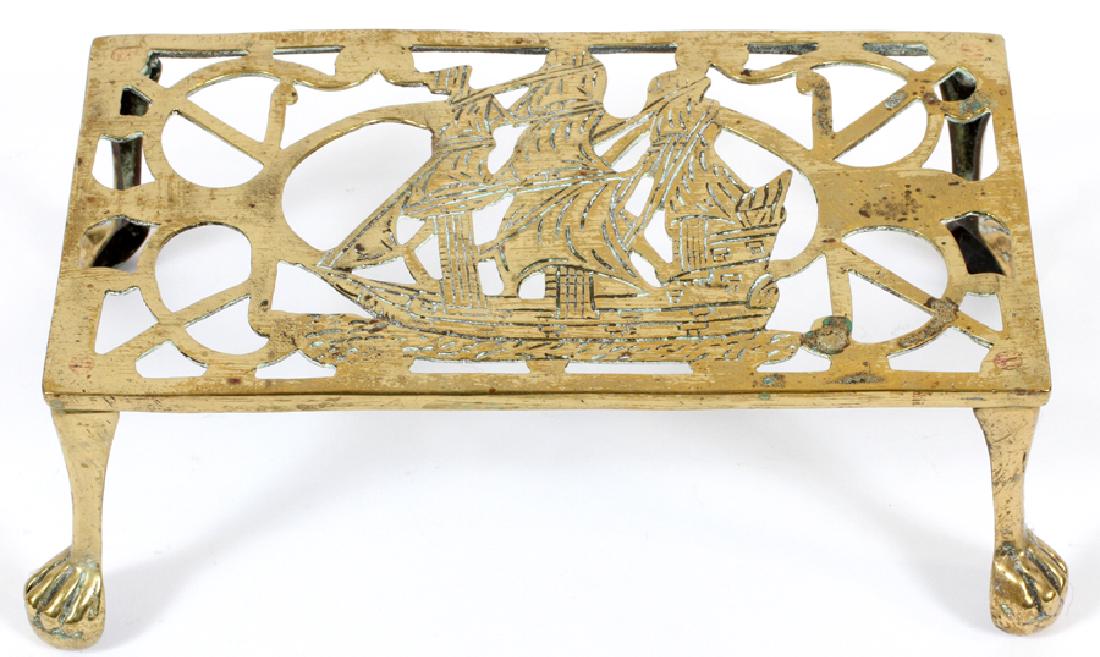 ENGLISH BRASS FIREPLACE TRIVET, 19TH C. (1 of 2)