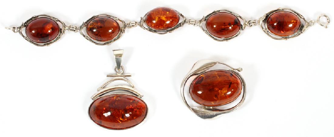 GEORG JENSEN STYLE PENDANT, BROOCH, AND BRACELET (1 of 4)