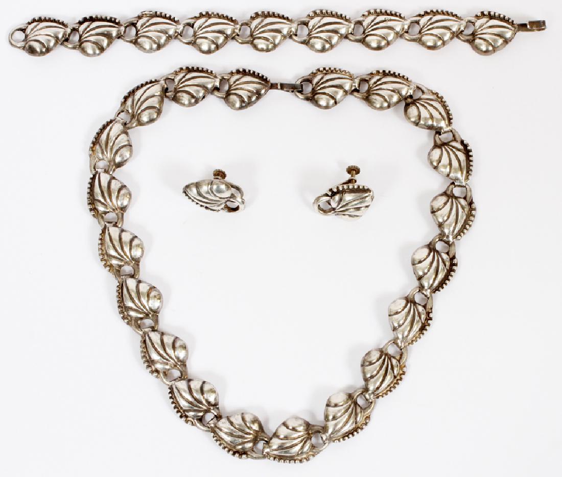 MEXICAN STERLING NECKLACE, BRACELET, & EARRINGS (1 of 2)