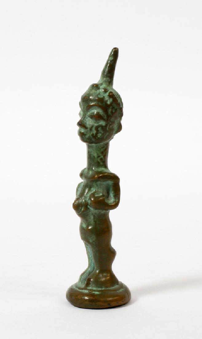 AFRICAN BRONZE SCULPTURE, MINIATURE H 5" (1 of 4)