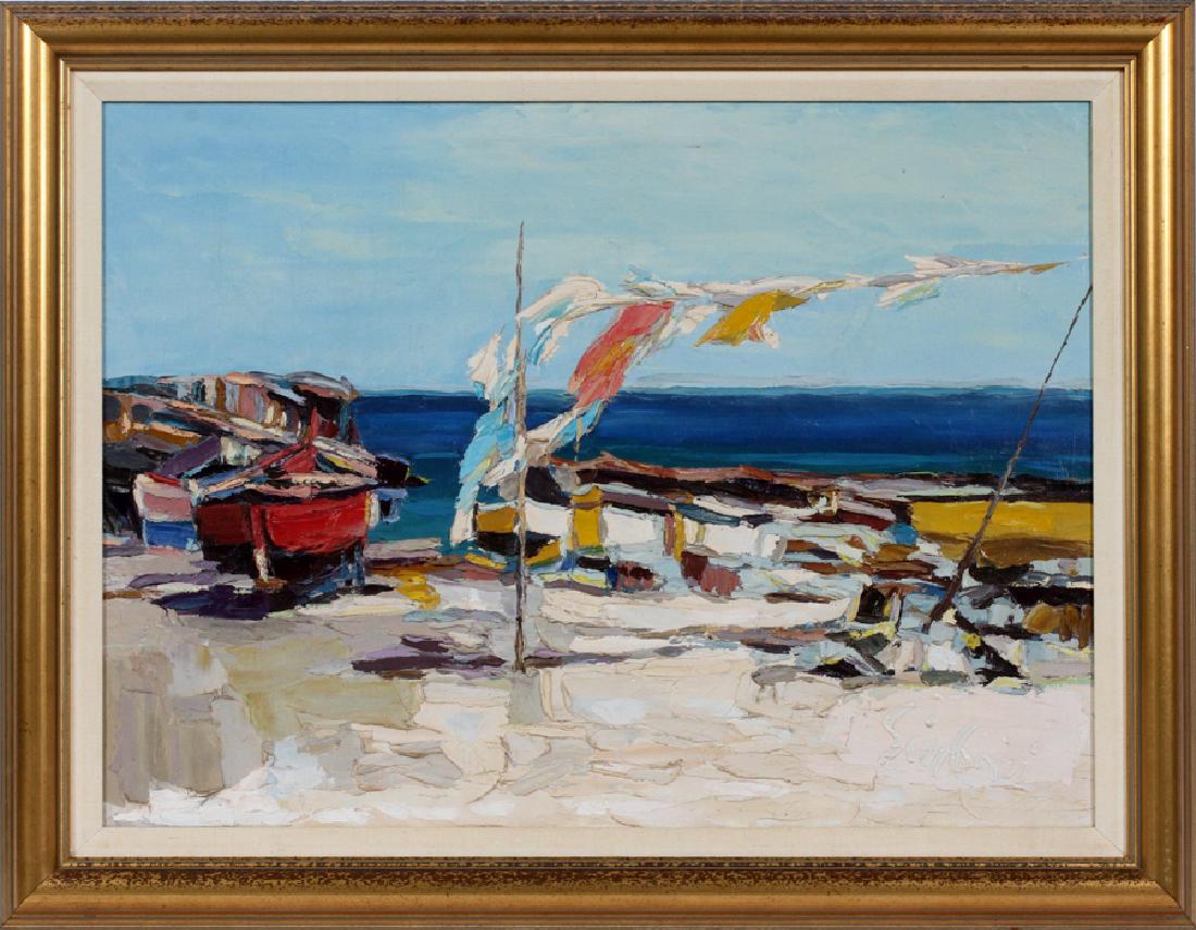 NICOLA SIMBARI OIL ON CANVAS PAINTING BEACH SCENE (1 of 4)