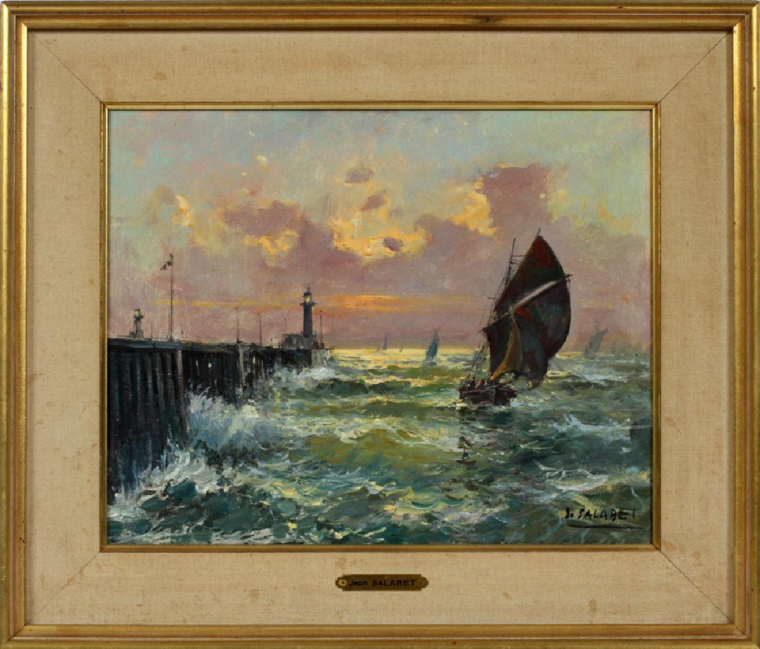 JEAN SALABET OIL ON CANVAS LIGHTHOUSE AT FECAMP: JEAN SALABET [FRENCH B.1900] OIL ON CANVAS, H 13'', W 16'', LIGHTHOUSE AT FECAMP Signed. Lighthouse at Fecamp. With frame H 19'' x w 22''.