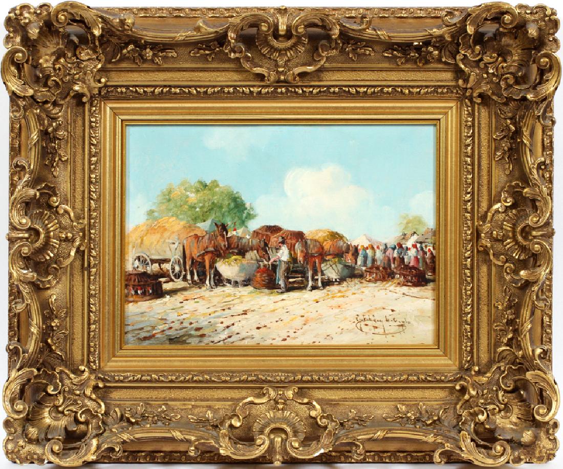 GIGULO ITALIAN OIL ON BOARD MARKET SCENE (1 of 4)