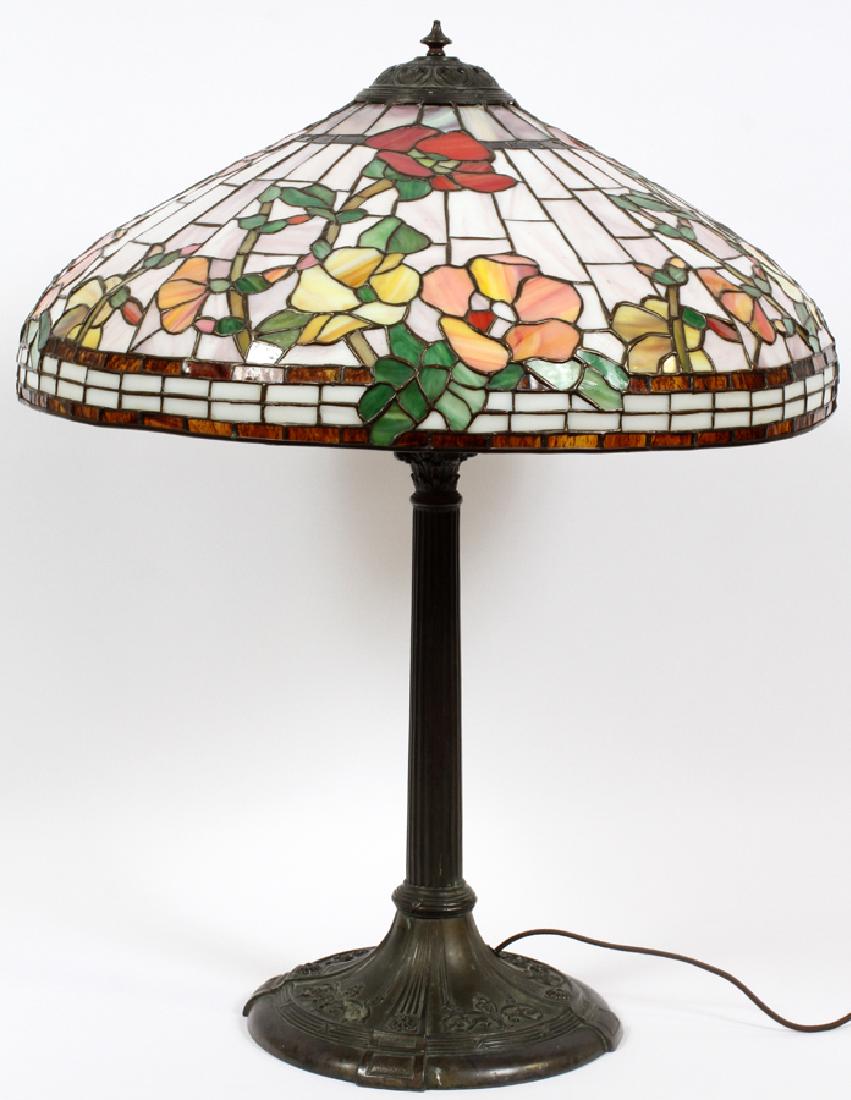 LEADED GLASS LAMP WITH TIFFANY STYLE SHADE (1 of 10)