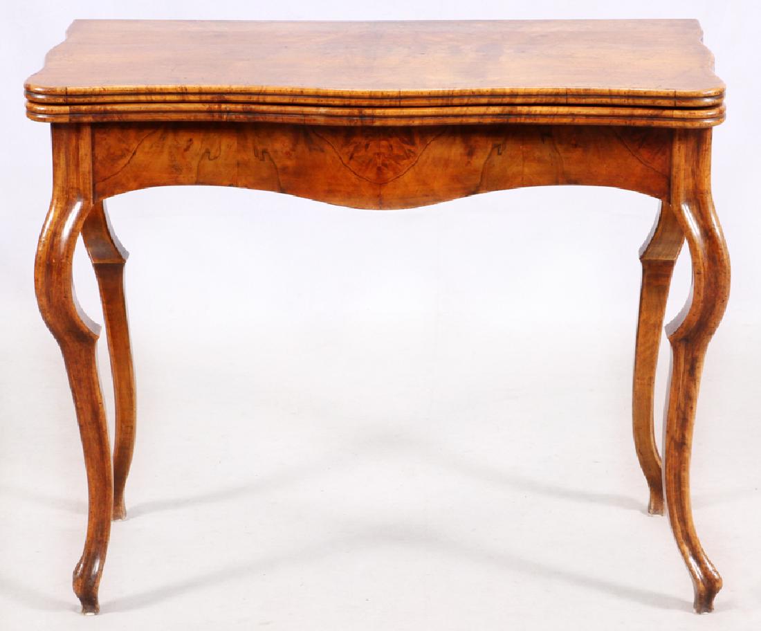 VINTAGE QUEEN ANNE BURL WALNUT GAMES TABLE (1 of 4)