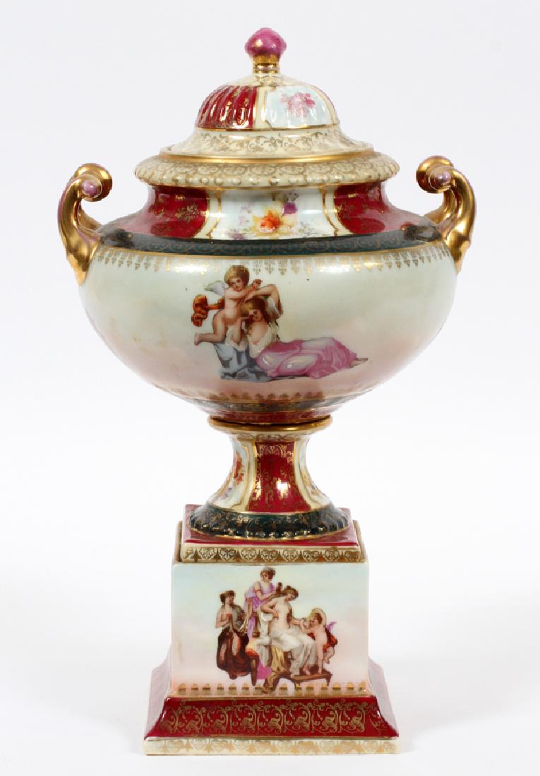 AUSTRIAN HAND PAINTED PORCELAIN URN (1 of 5)