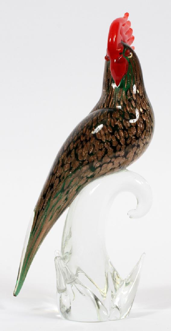 MURANO GLASS PARROT ON A PERCH, H 11 1/2" (1 of 3)
