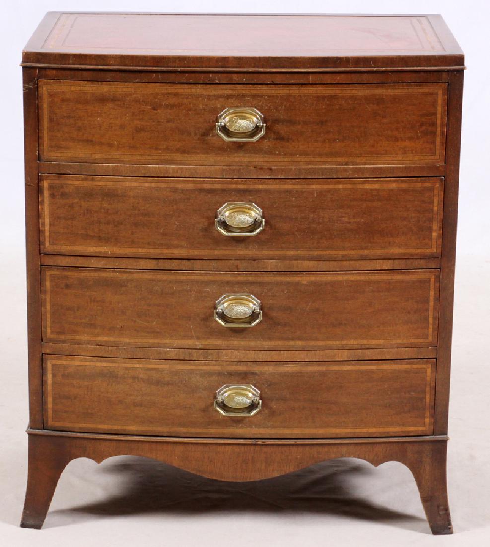 SHERATON STYLE MAHOGANY BOW-FRONT 4 DRAWER CHEST (1 of 4)