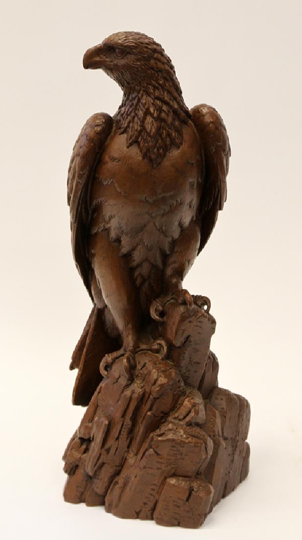 RED MILL HAND CARVED PECAN WOOD EAGLE SCULPTURE