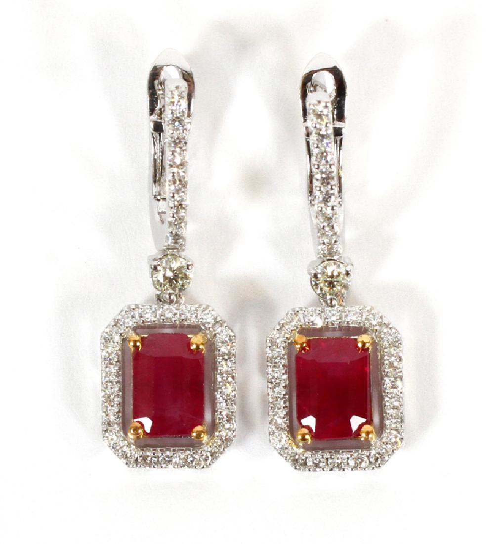 NATURAL BURMESE RUBY, DIAMOND & GOLD EARRINGS (1 of 3)