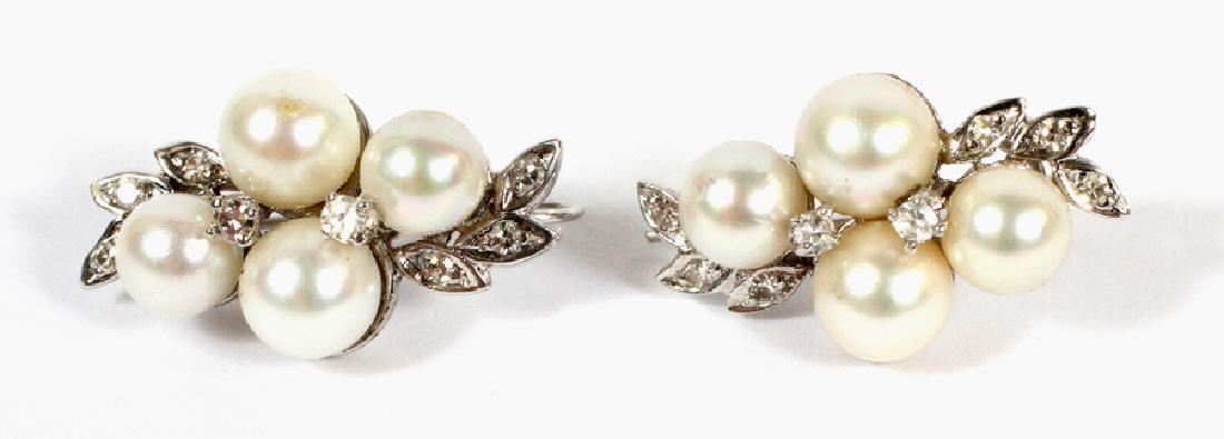 NATURAL AKOYA PEARL & DIAMOND CLUSTER EARRINGS (1 of 3)