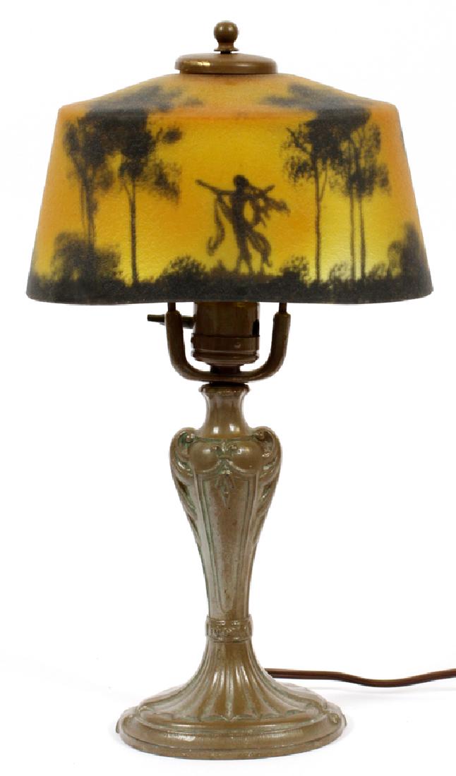 SINGLE-LIGHT REVERSE PAINTED ON GLASS BOUDOIR LAMP (1 of 4)