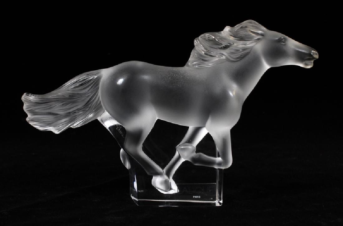 LALIQUE CRYSTAL HORSE, H 4 1/2, L 7"