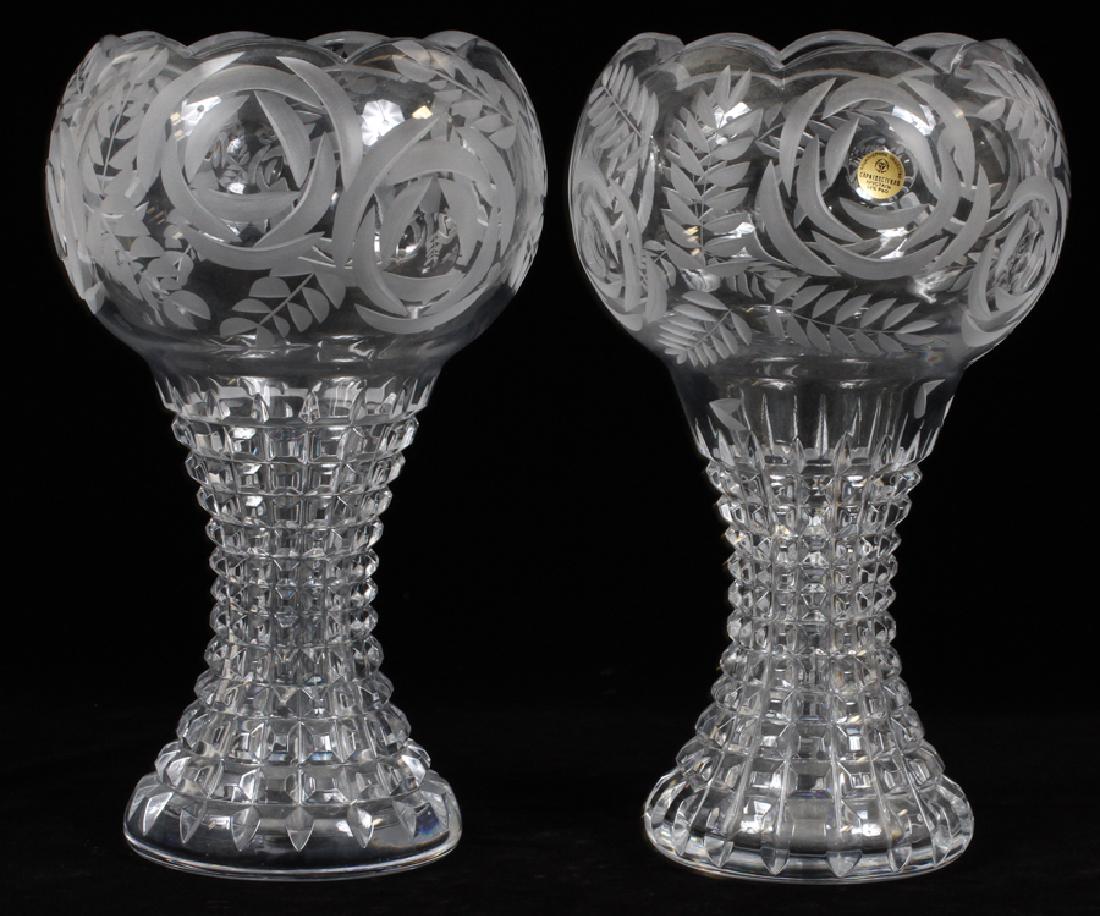 RUSSIAN ACID-ETCHED GLASS VASES, PAIR (1 of 3)