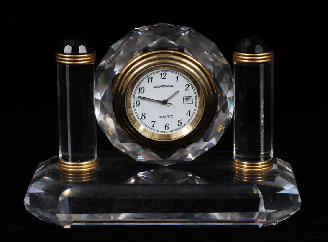 SWAROVSKI CRYSTAL QUARTZ CLOCK H 3" W 4 1/4"