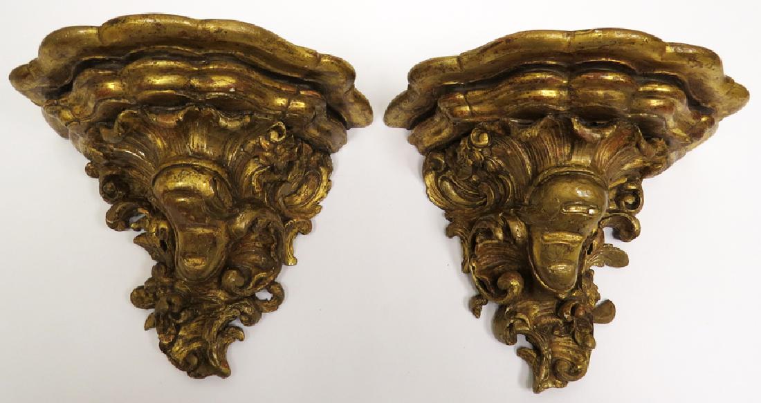 FLORENTINE HAND CARVED CURIO BRACKETS PAIR (1 of 1)