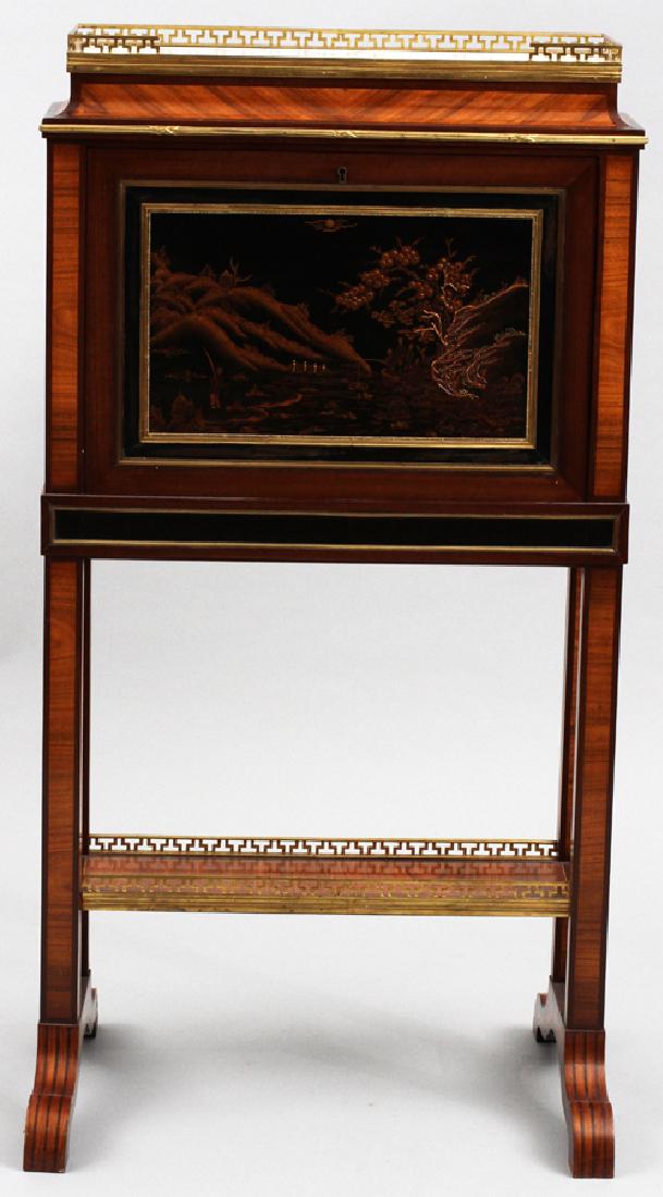 CHINOISERIE MAHOGANY WALNUT & MARBLE WRITING DESK (1 of 4)