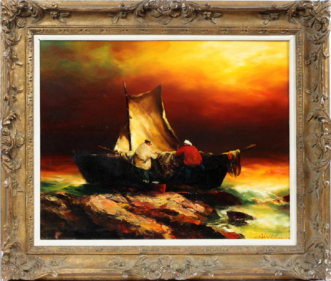 ARTHUR UPELNIEKS OIL ON CANVAS SEASCAPE (1 of 8)