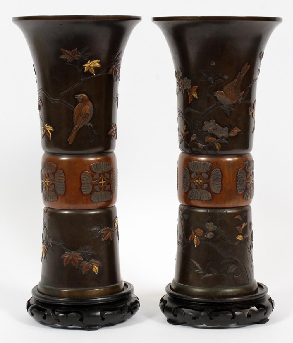 JAPANESE BRONZE AND MIXED METAL VASES MEIJI PERIOD (1 of 7)