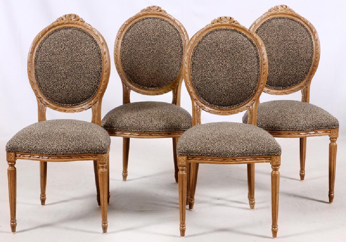 LOUIS XVI REVIVAL WALNUT & UPHOLSTERED CHAIRS (1 of 3)