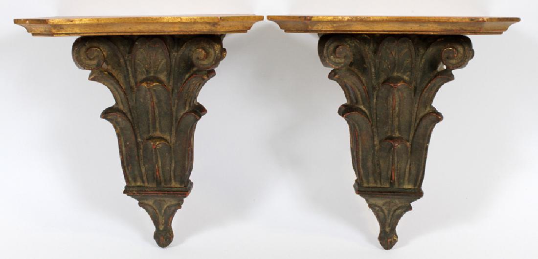 ITALIAN WOOD WALL BRACKETS, PAIR (1 of 3)