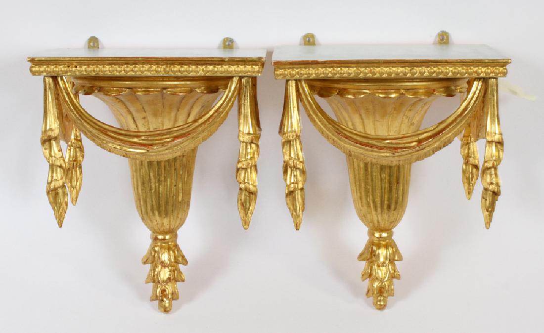 GILT WOOD WALL BRACKETS, PAIR (1 of 4)
