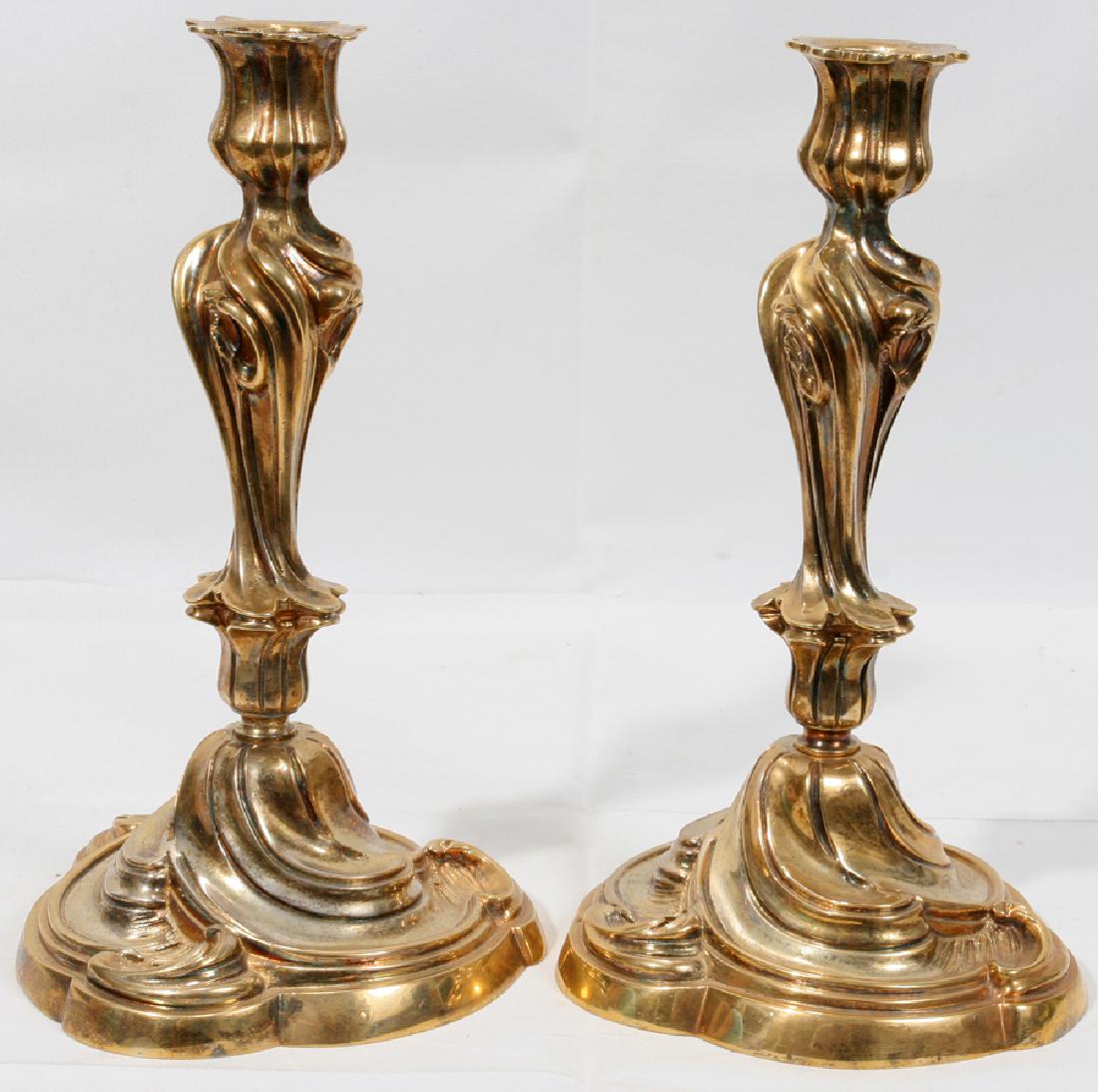 FRENCH BRONZE SWIRL FORM CANDLESTICKS 19TH. C. (1 of 1)