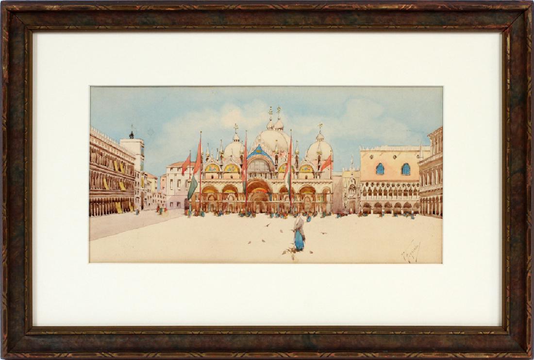 ILLEGIBLY SIGNED ITALIAN WATERCOLOR ON PAPER (1 of 4)