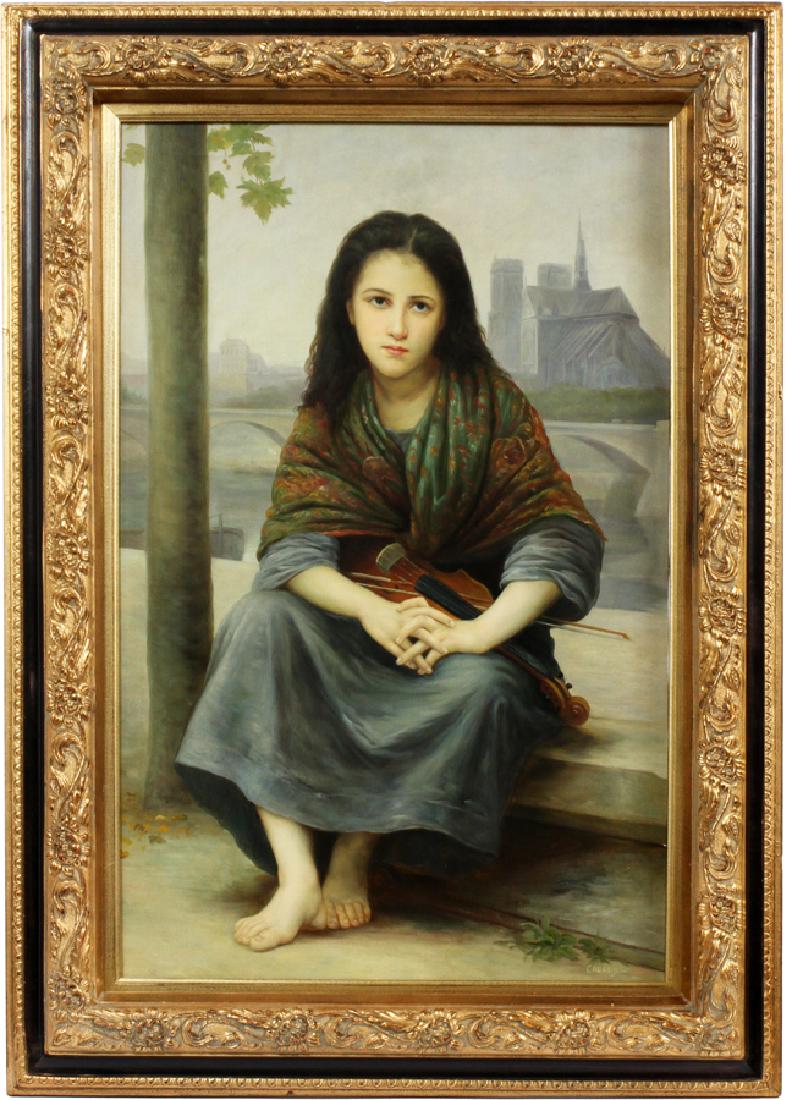 OIL ON CANVAS, H 36", W 24", SEATED YOUNG WOMAN (1 of 6)