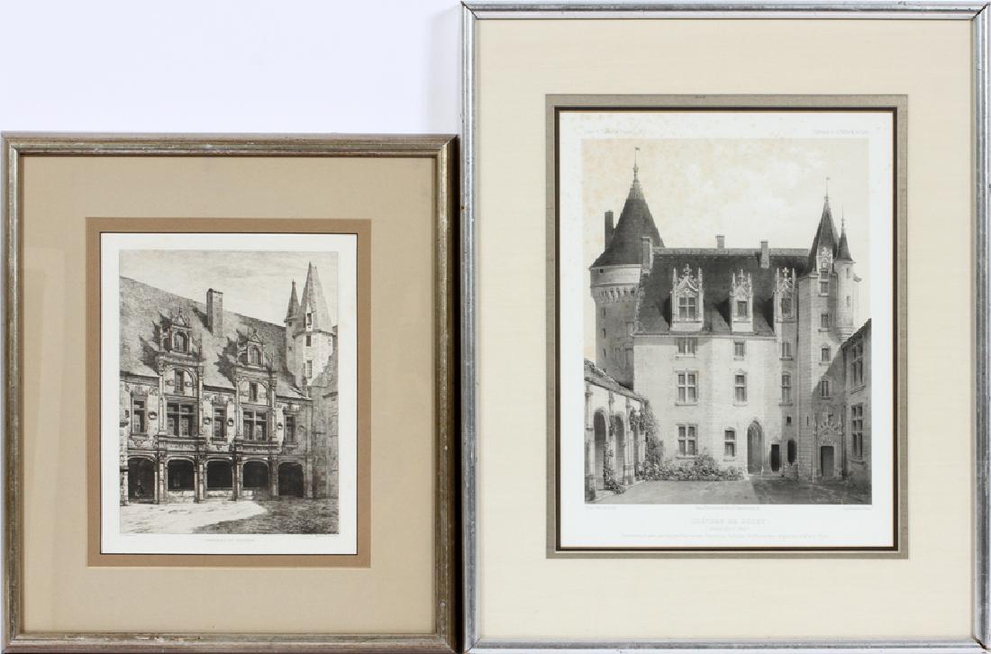 FRENCH ARCHITECTURAL LITHOGRAPHS, TWO (1 of 4)