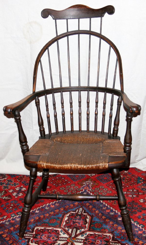 062294 DOUBLE COMB BACK WINDSOR CHAIR W/ RUSH SEAT