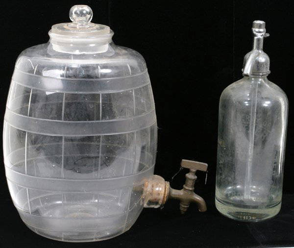 062505 ANTIQUE GLASS SELTZER BOTTLE & KEG C.1940 Jun 17, 2007