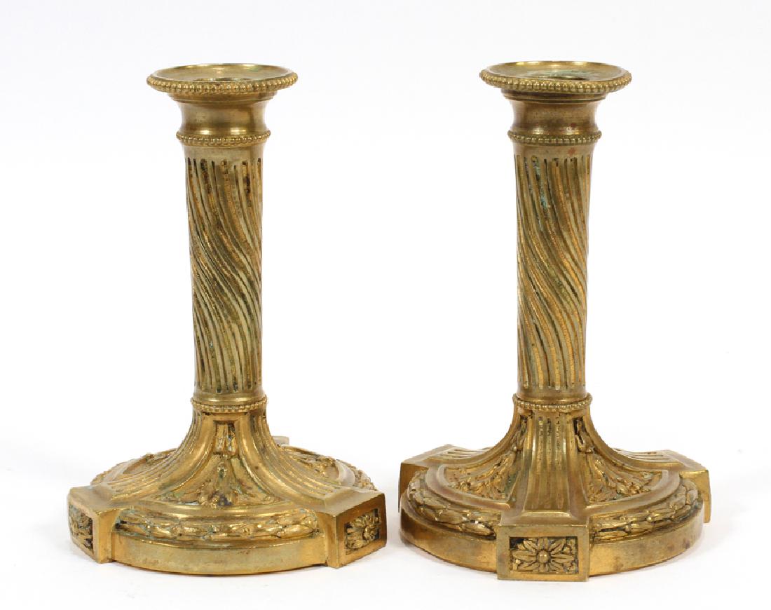 FRENCH BRONZE CANDLE HOLDERS 19TH C., PAIR (1 of 3)