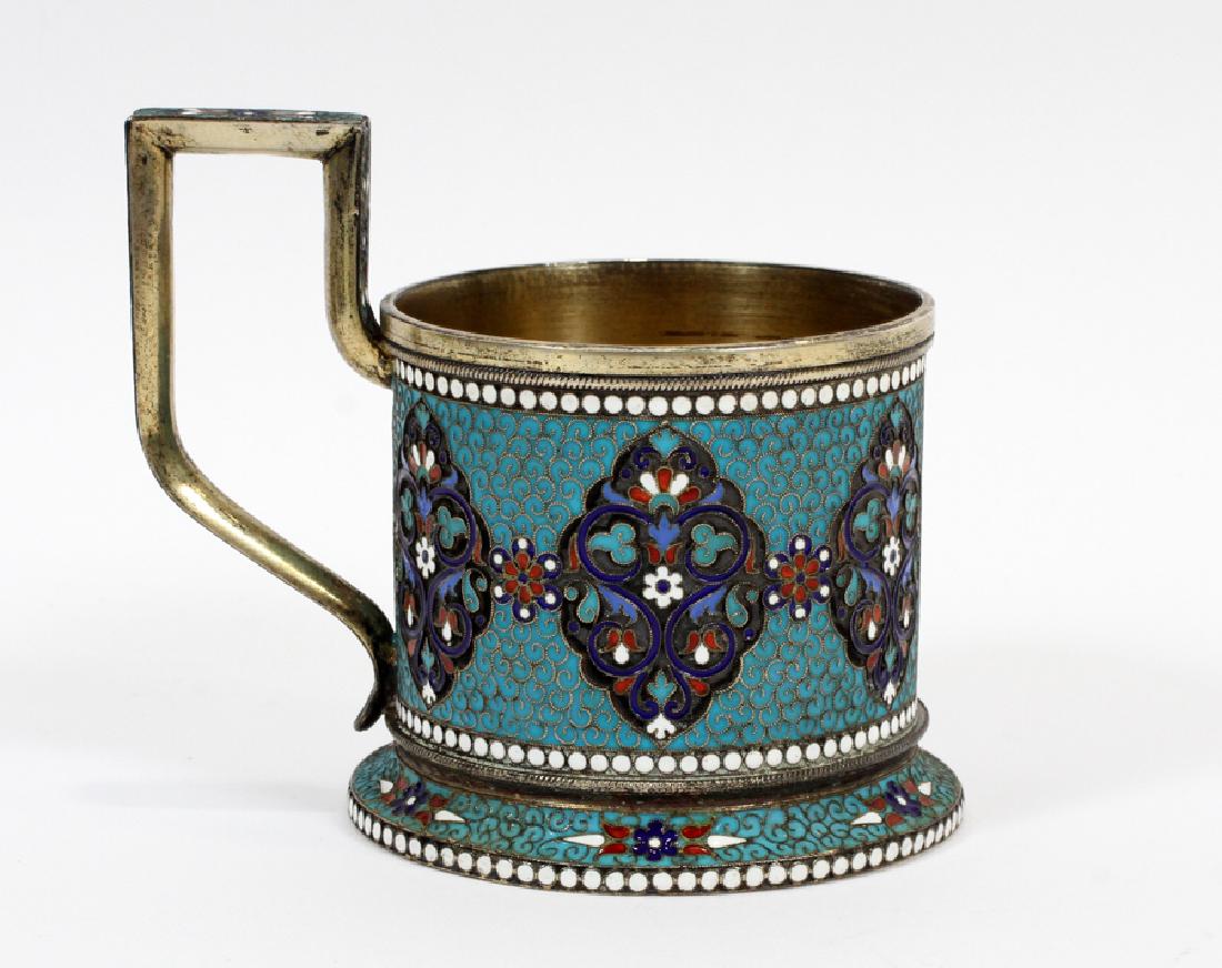 RUSSIAN ENAMEL AND SILVER GILT TEA GLASS HOLDER (1 of 5)