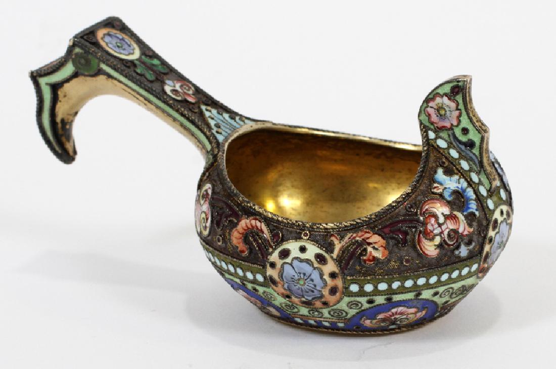RUSSIAN SHADED ENAMEL AND SILVER GILT KOVSH (1 of 4)