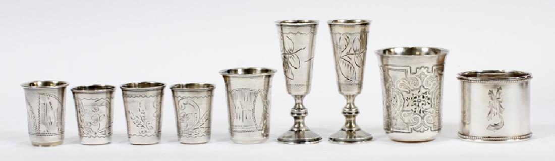 RUSSIAN SILVER VODKA CUPS, RUSSIAN NAPKIN RING (1 of 8)