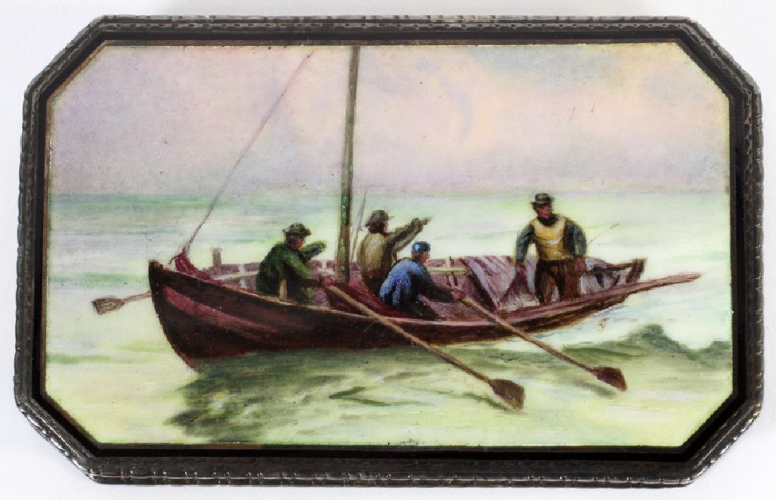 CONTINENTAL FINE SHADED ENAMEL SNUFF BOX L 3" (1 of 8)