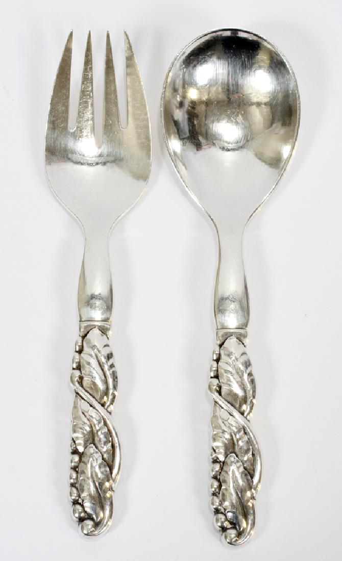 GEORG JENSEN STERLING SALAD SPOON AND FORK (1 of 4)