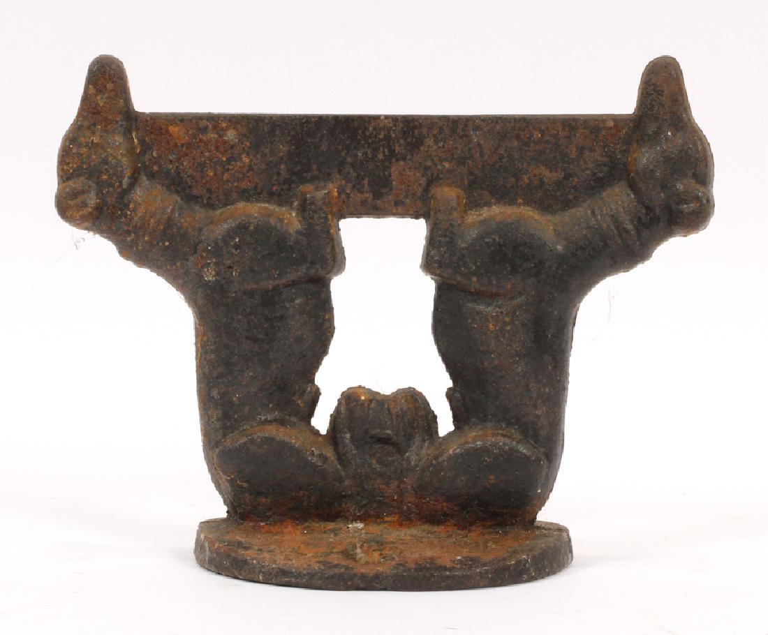 IRON "DACHSHUND" FOOT SCRAPER CIRCA 1880: IRON "DACHSHUND" FOOT SCRAPER CIRCA 1880 H 5" W 6.5" :Old black paint over iron