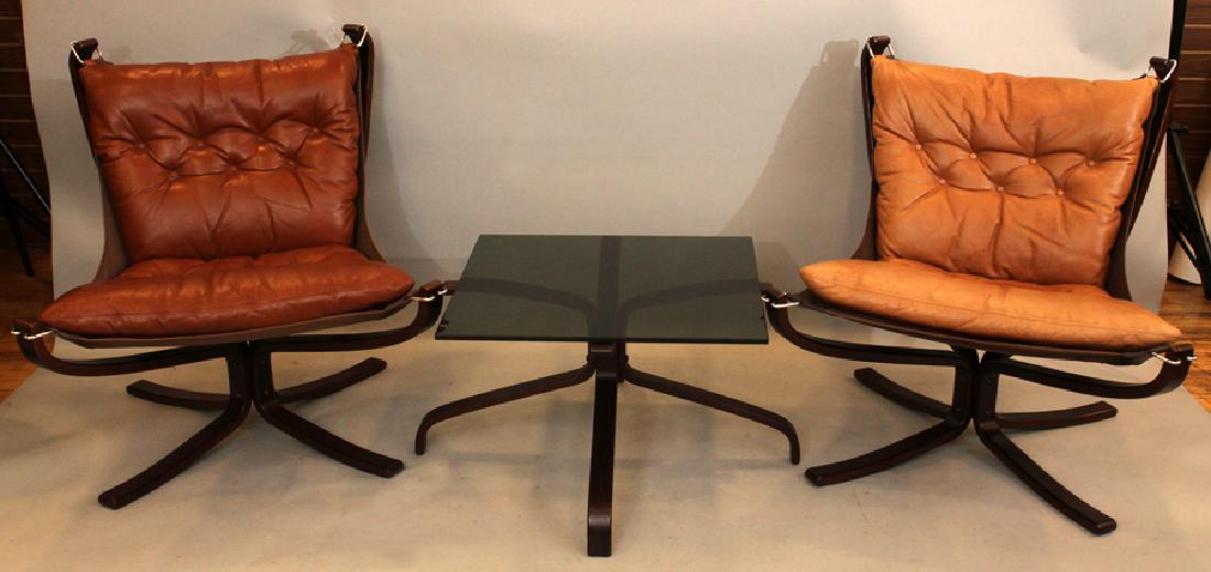 DANISH MODERN  CHAIRS & TABLE,  (THREE) (1 of 3)