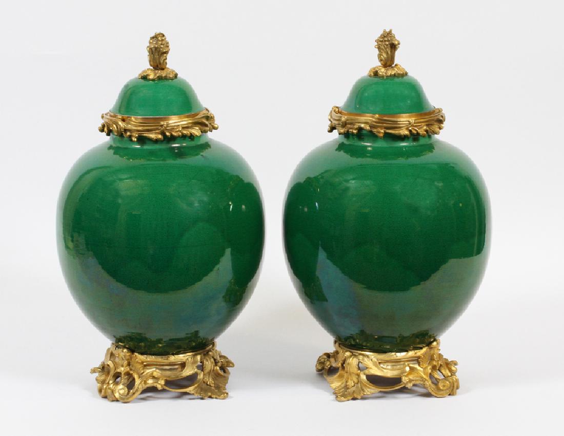 FRENCH BRONZE & CRACKLE GLAZE MODERN COVERED JARS (1 of 4)