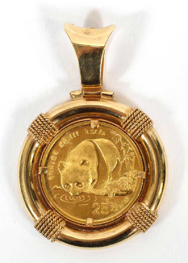 Gold panda coin pendant Clearance