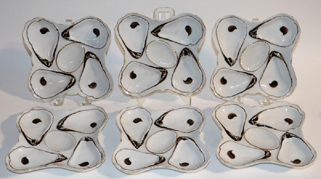 PORCELAIN OYSTER PLATES, 6 PCS, W 6 3/4", L 6 3/4" (1 of 1)