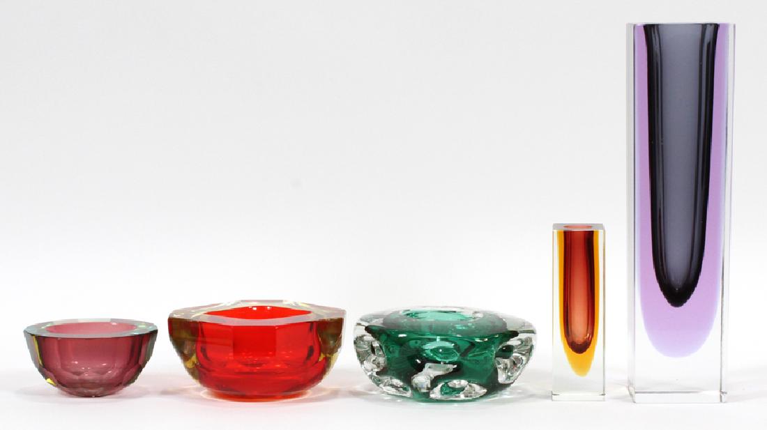 MURANO AND LISKEARD GLASS COLLECTION, FIVE PIECES (1 of 5)