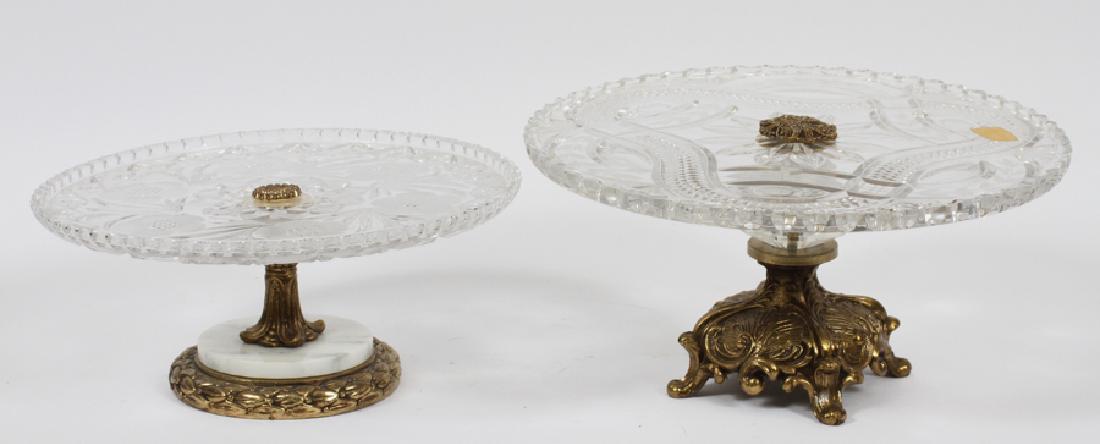 CRYSTAL & MARBLE BASE CAKE STANDS, TWO (1 of 4)