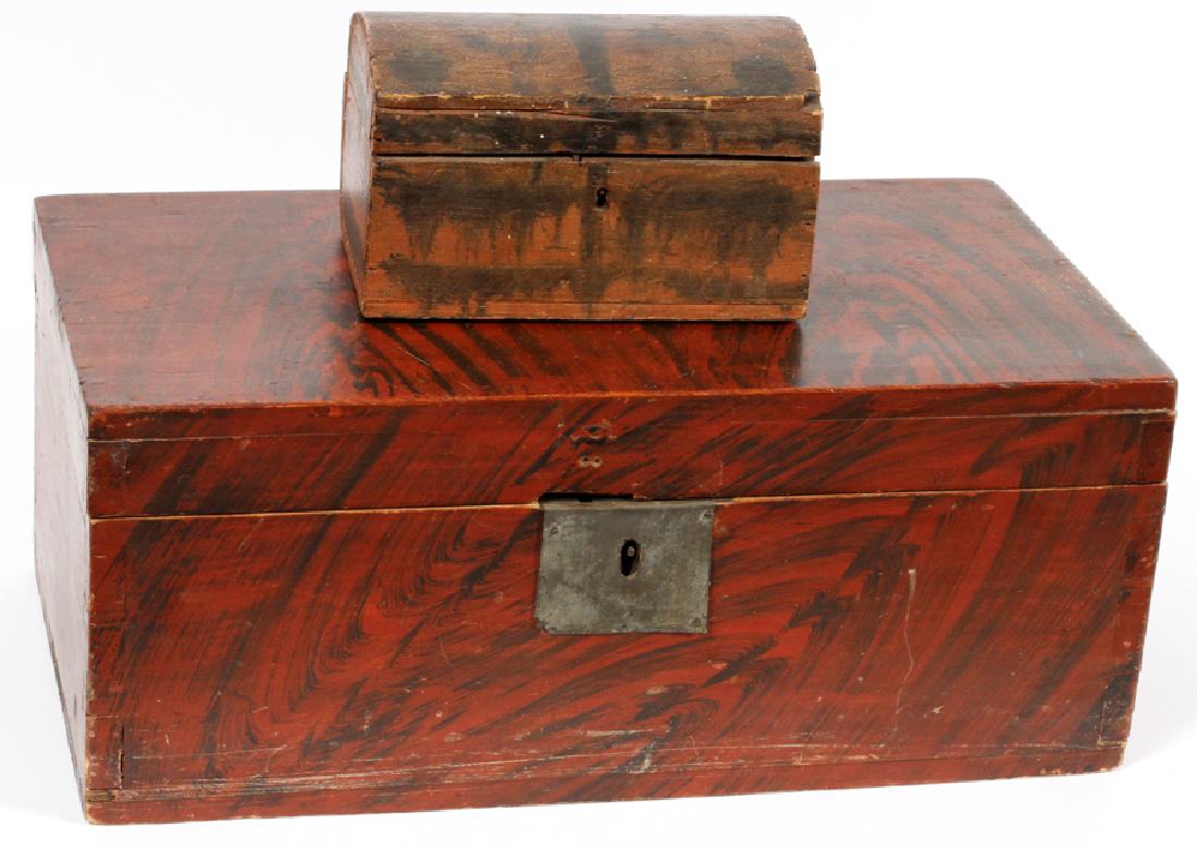 AMERICAN GRAIN-PAINTED WOOD BOXES, 19TH C. (1 of 5)