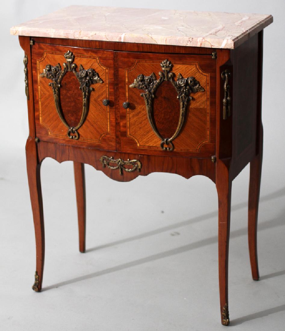 FRENCH MARBLE TOP, WALNUT, FRUITWOOD COMMODE (1 of 6)
