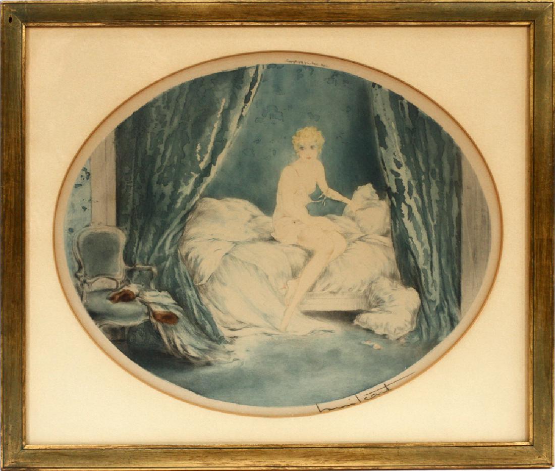 LOUIS ICART, ETCHING H 10.2 W 12.2 "BLUE ALCOVE" (1 of 5)