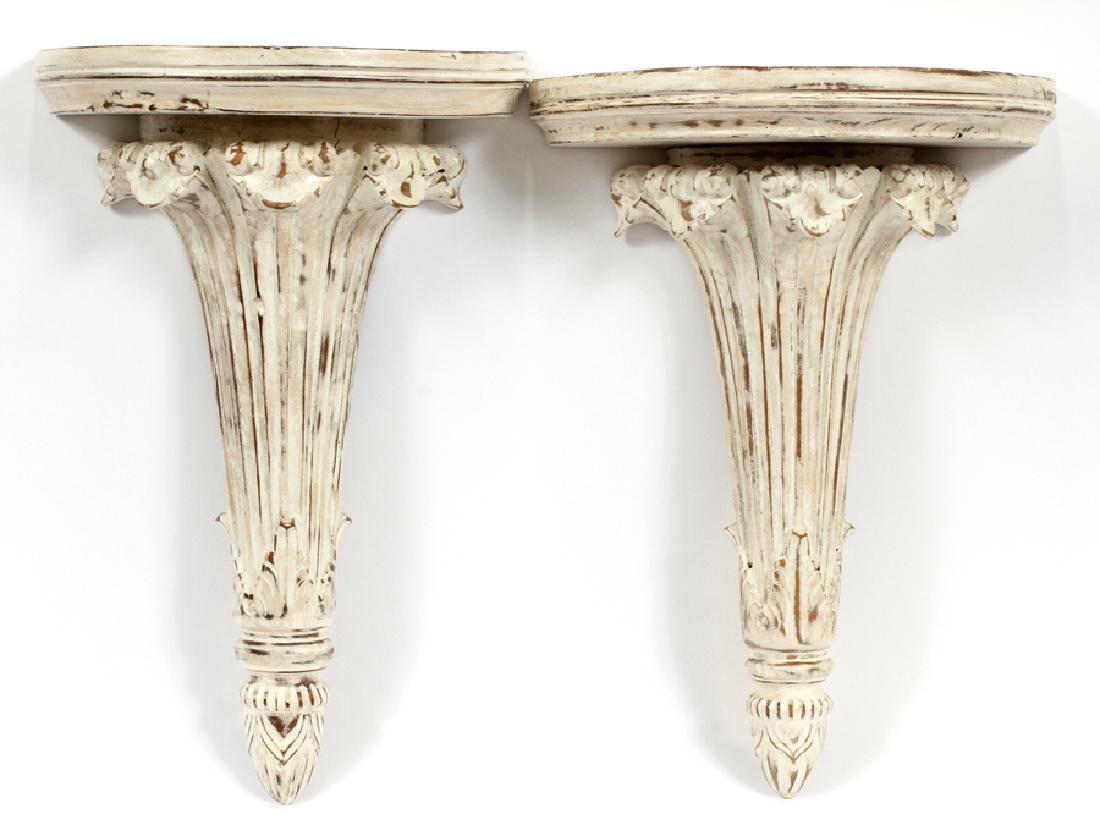 PATINATED WOOD WALL BRACKETS, PAIR (1 of 4)